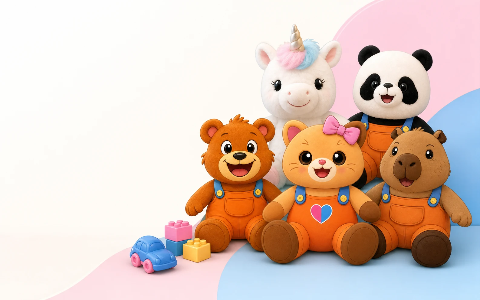 LifeToy toy characters Bearie, Catie, Capie, Uniquie and Pandie