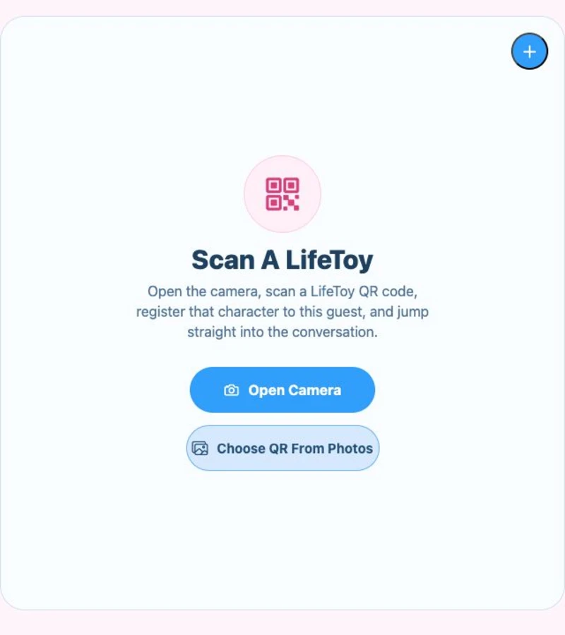 Aktueller Scannerbildschirm der LifeToy-App